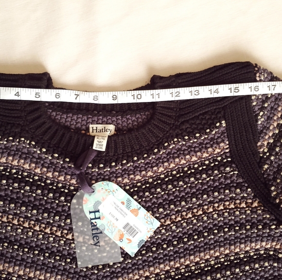NWT Hatley Chelsie Sweater Charcoal Chevron Blue - Picture 3 of 14